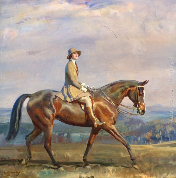 Portrait of Mrs Margaretta Park Frew Riding painting - Sir Alfred James Munnings Portrait of Mrs Margaretta Park Frew Riding art painting